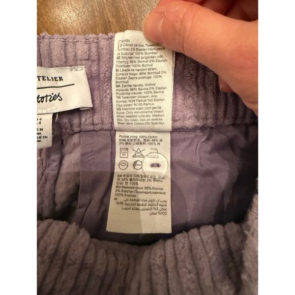 & Other Stories Women's Lilac Purple High Rise Corduroy Pants Size 4 90s Y2K - Picture 6 of 12